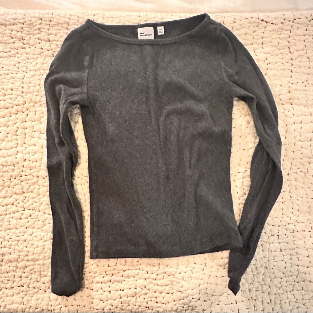 Aritzia TNA Homestretch Gray Long Sleeve Top XS